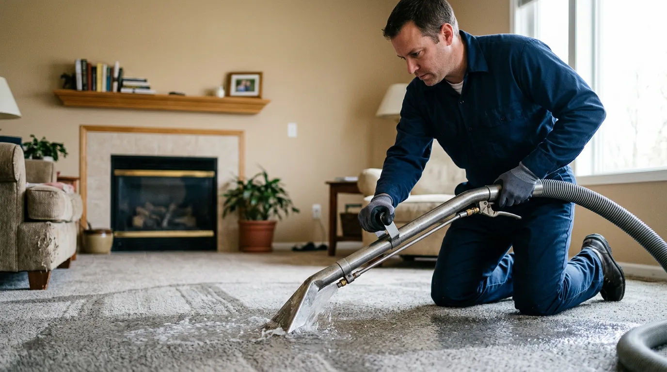 Water damage restoration technician working near Gotham, WI
